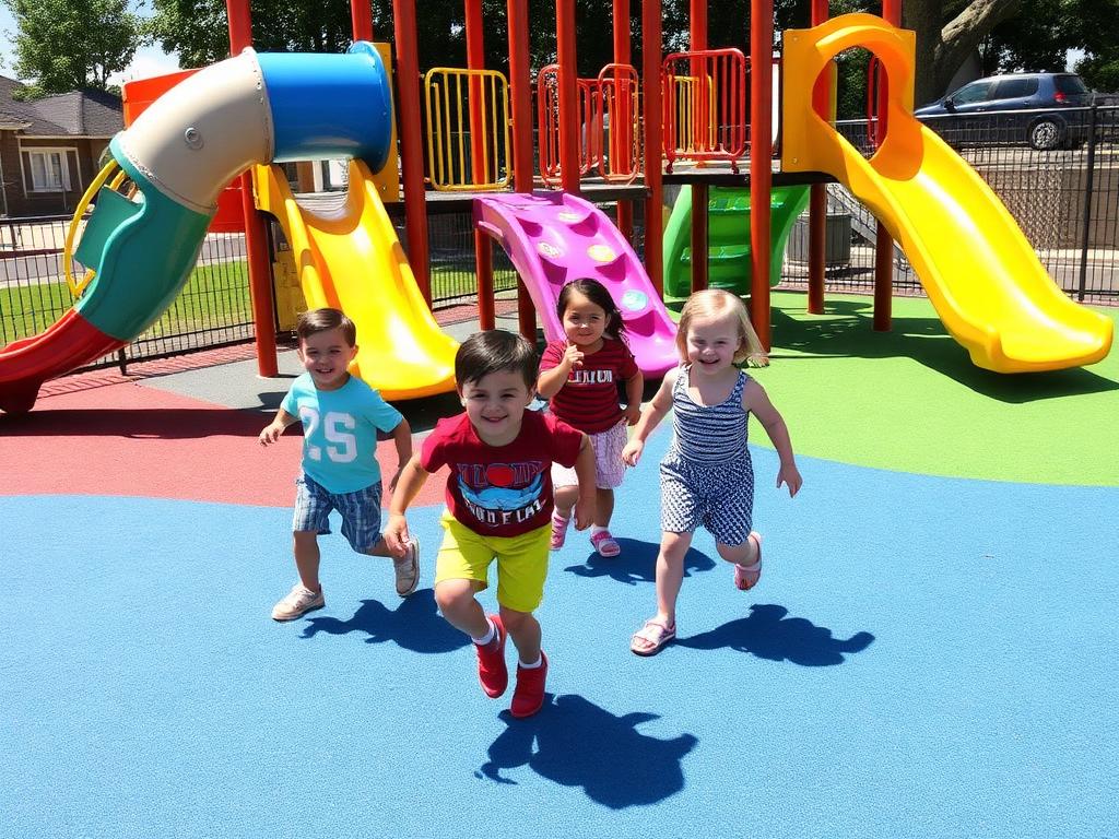 Children playing on the outdoor playground